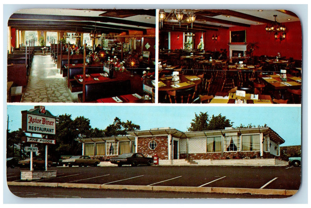 c1950's Astor Diner Restaurant Roadside Classic Cars North Wales PA Postcard