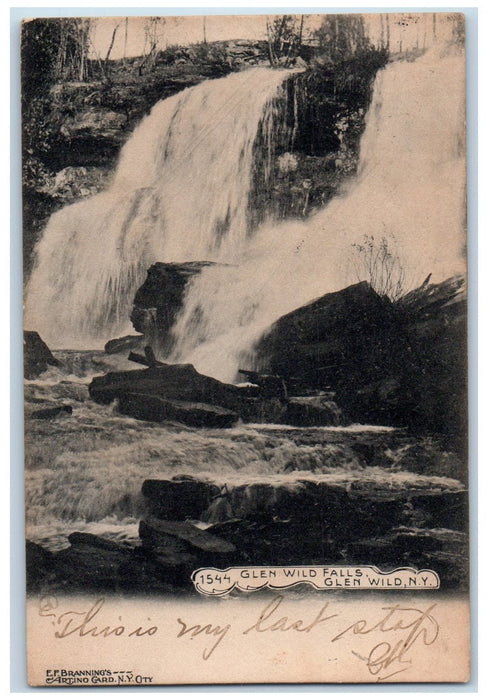 1906 Glen Wild Falls Running Water Rocks Glenn Wild New York NY Postcard