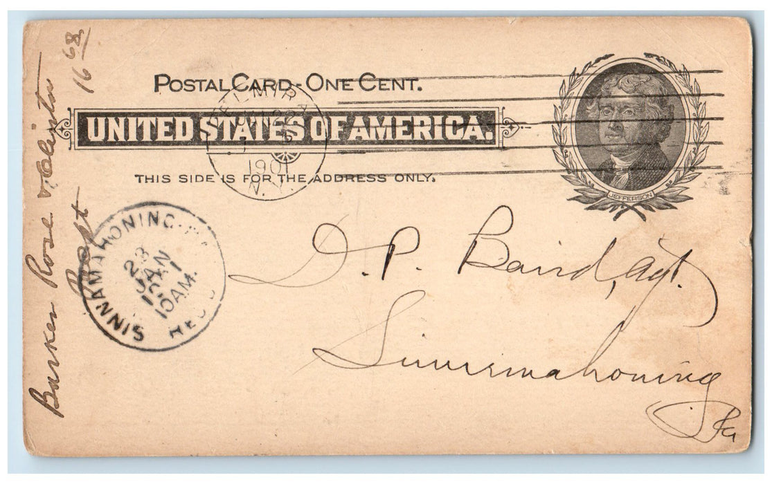 1901 Barker Rose Clinton Co Billhead Receipt Invoice Elmira New York NY Postcard