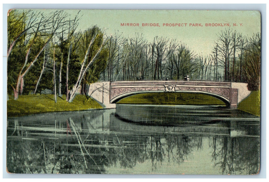 c1950's Mirror Bridge Prospect Park Lake Tourist Brooklyn New York NY Postcard