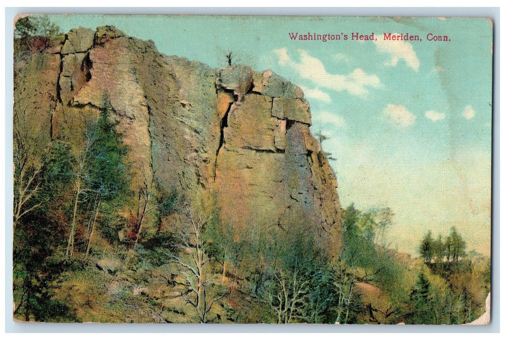 1908 Washington Head Stone Structure Hills Tree Meriden Connecticut CT Postcard