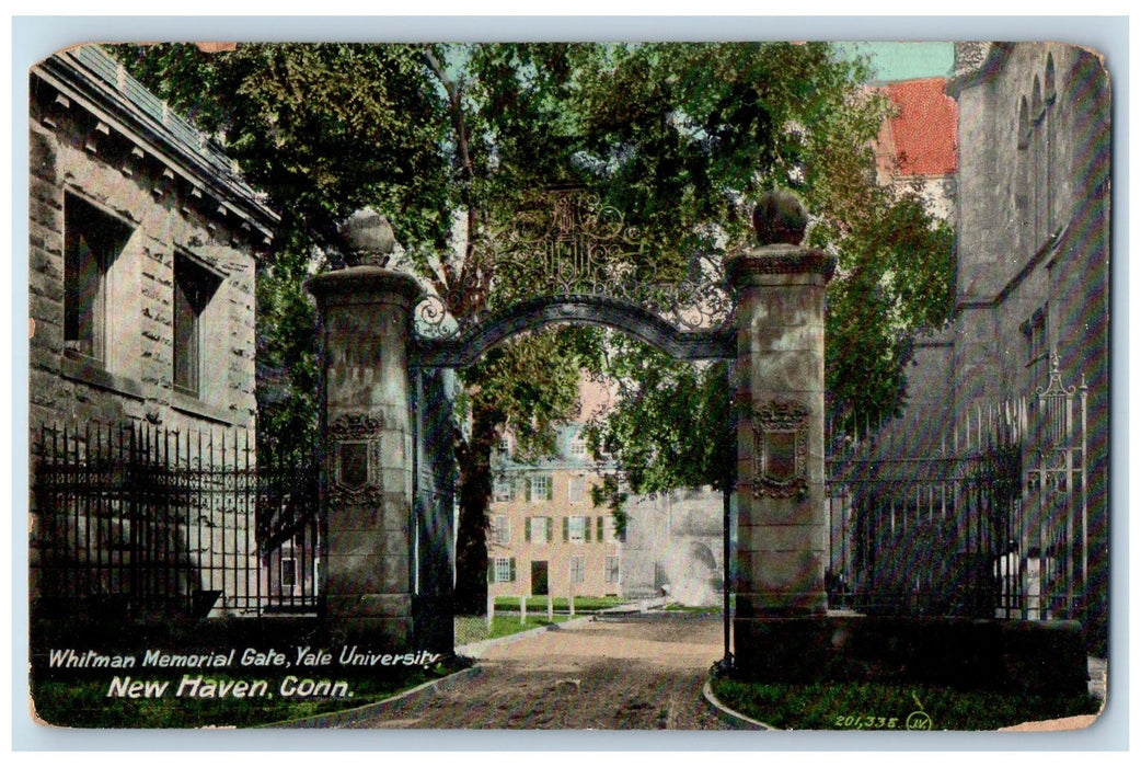 1911 Whitman Memorial Gate Yale University School Entrance New Haven CT Postcard