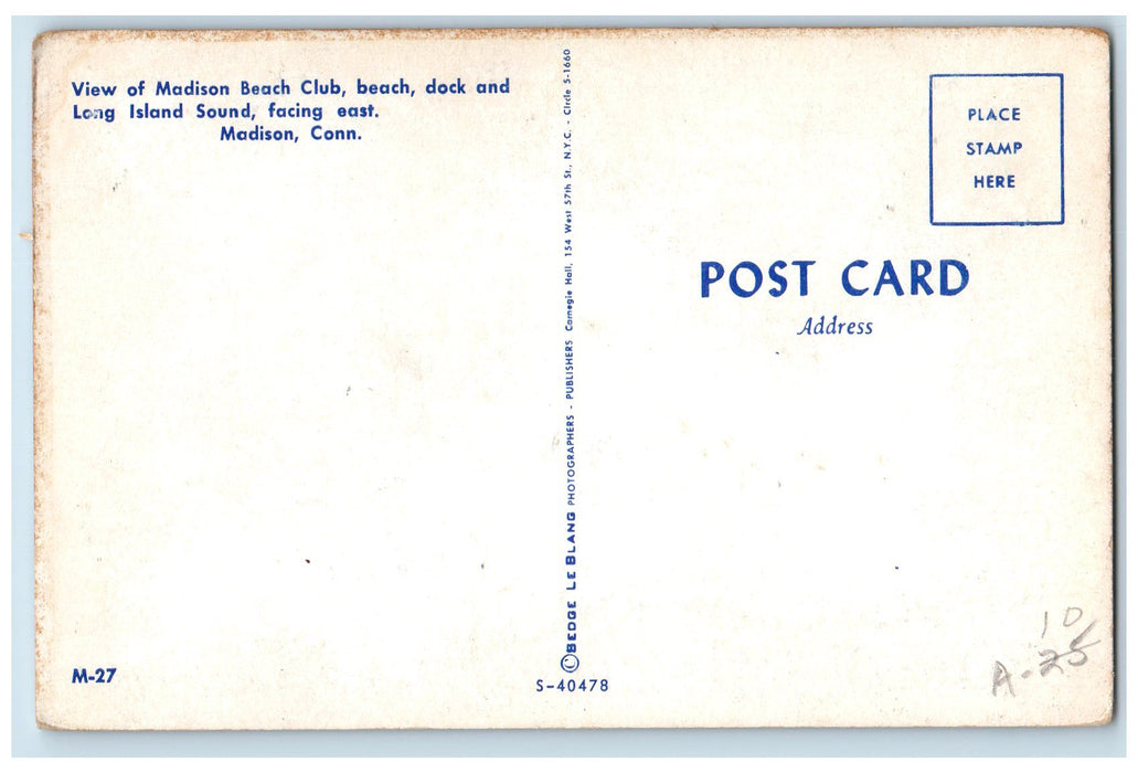 c1950's View Madison Beach Club Dock Boat Swimming Flags Connecticut CT Postcard