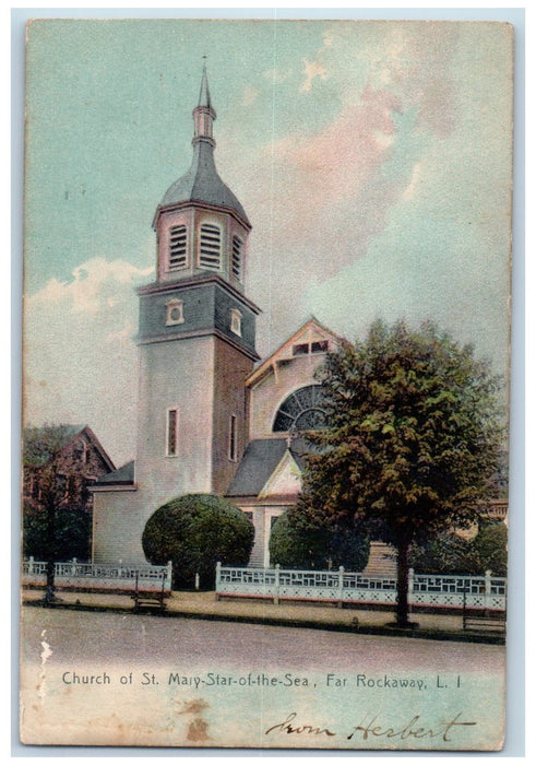 c1905's Church Of St. Mary Star Of The Sea Far Rockaway Long Island  LI Postcard