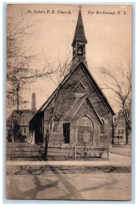 1922 St. John's P.E. Church Exterior Far Rockaway New York NY Posted Postcard
