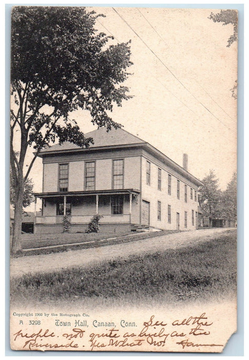 1907 Town Hall Street Dirt Road Building Chimney Canaan Connecticut CT Postcard