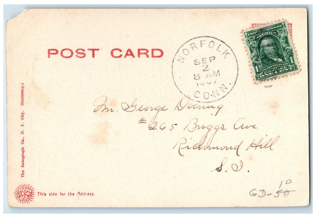 1907 Town Hall Street Dirt Road Building Chimney Canaan Connecticut CT Postcard