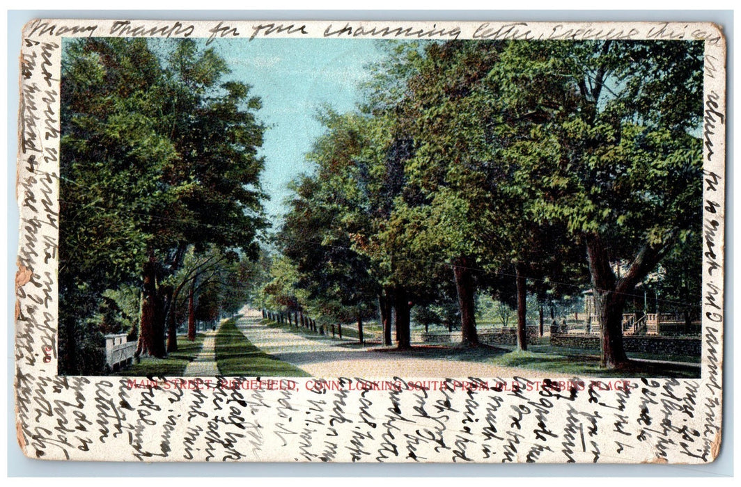 1904 Main Street Ridgefield View From Old Stebbins Place Connecticut CT Postcard