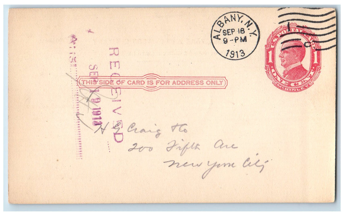 1913 Delaware Hudson Company Albany New York Posted Car Service Postal Postcard