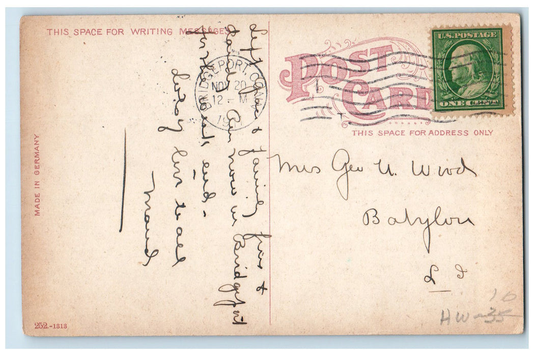 1911 View In Long Hill Lake Kids Fishing Forest House Connecticut CT Postcard