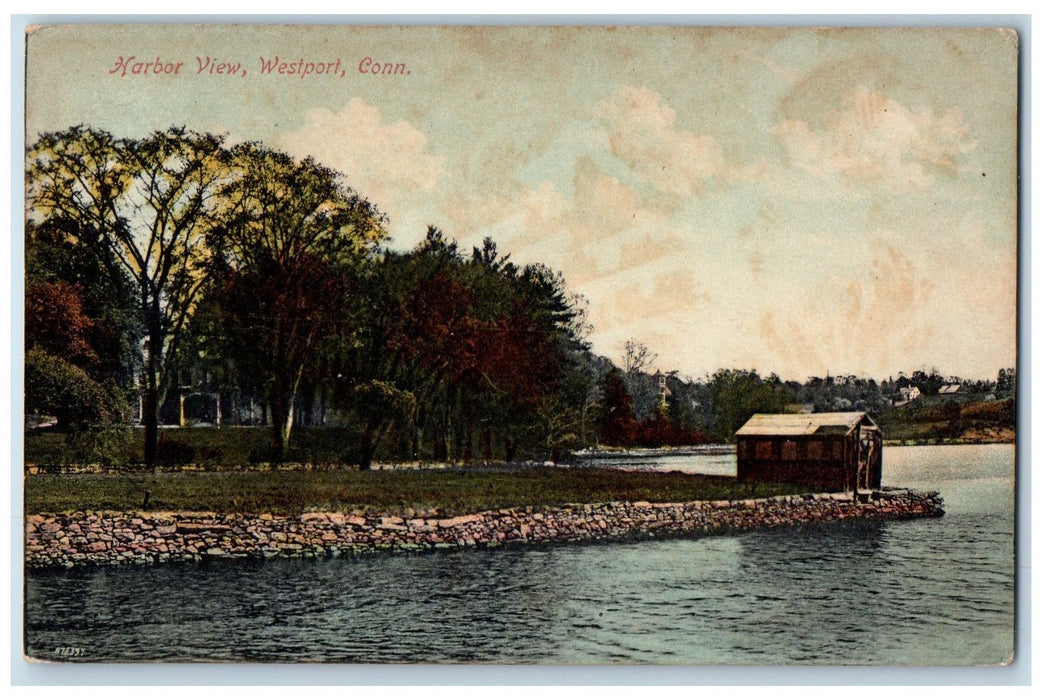 1909 Harbor View Lake Houses Riverside Trees Westport Connecticut CT Postcard