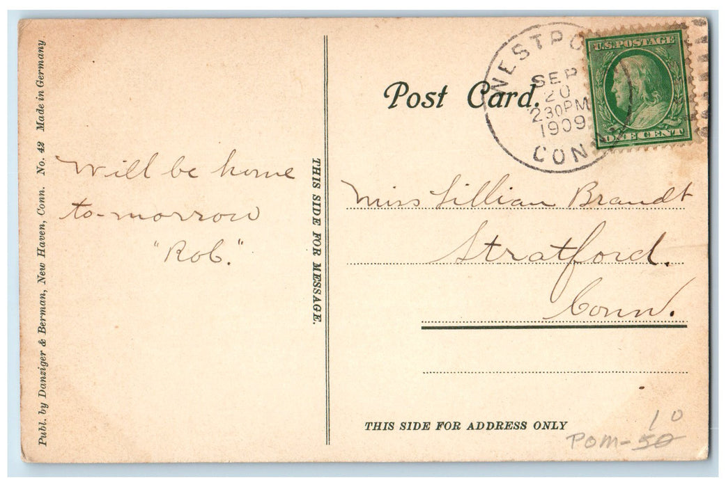 1909 Harbor View Lake Houses Riverside Trees Westport Connecticut CT Postcard