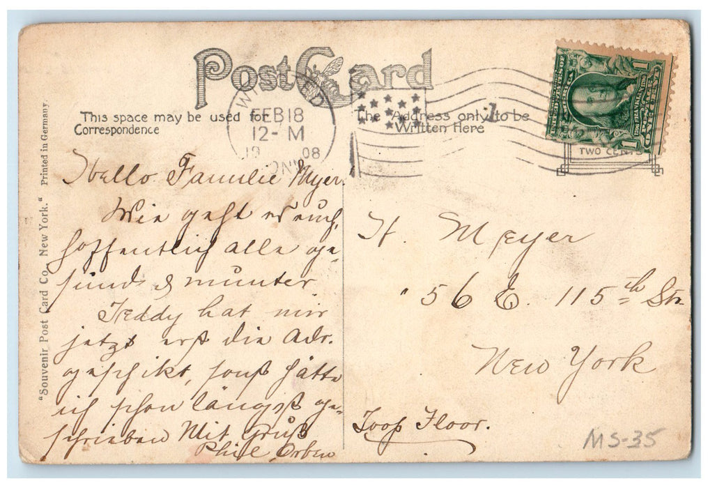 1908 Meadow Street Dirt Road Horse Carriage Tree Winsted Connecticut CT Postcard