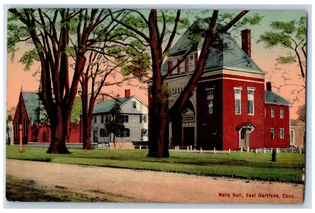 c1950 Wells Hall View Dirt Road Buildings East Hartford Connecticut CT Postcard