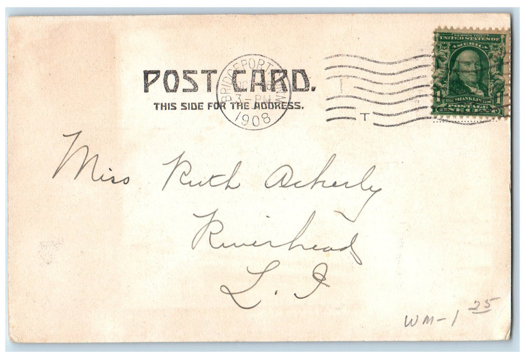 1908 Congressional Church View Chimney Lamp Fairfield Connecticut CT Postcard