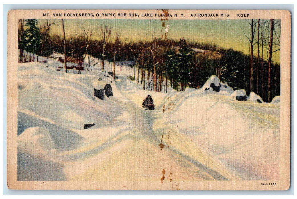 1950 Mt. Van Hoevenberg Olympic Bob Run Lake Placid New York NY Posted Postcard