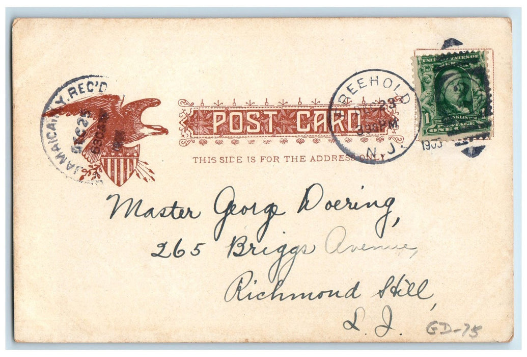 1905 St. Peter Episcopal Church Exterior Freehold New Jersey Posted Postcard
