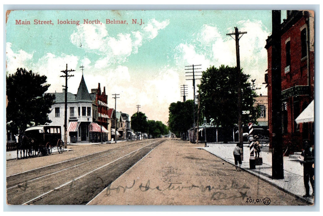 1907 Main Street Looking North Belmar New Jersey NJ Posted Antique Postcard