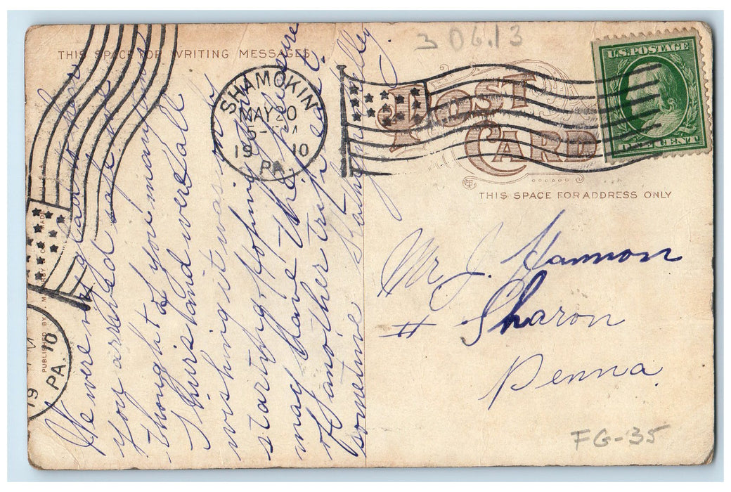 1910 The Pavilion Edgewood Park Shamokin Pennsylvania PA Posted Vintage Postcard