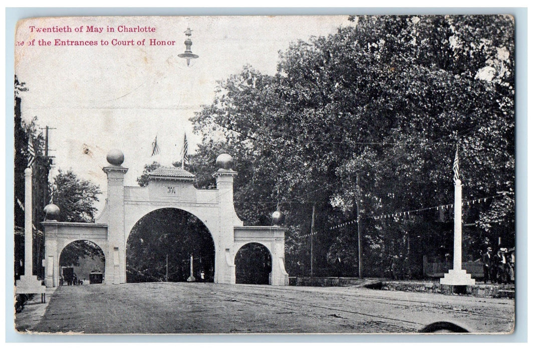 c1910's Court of Honor May 20th Charlotte Entrance NC North Carolina Postcard