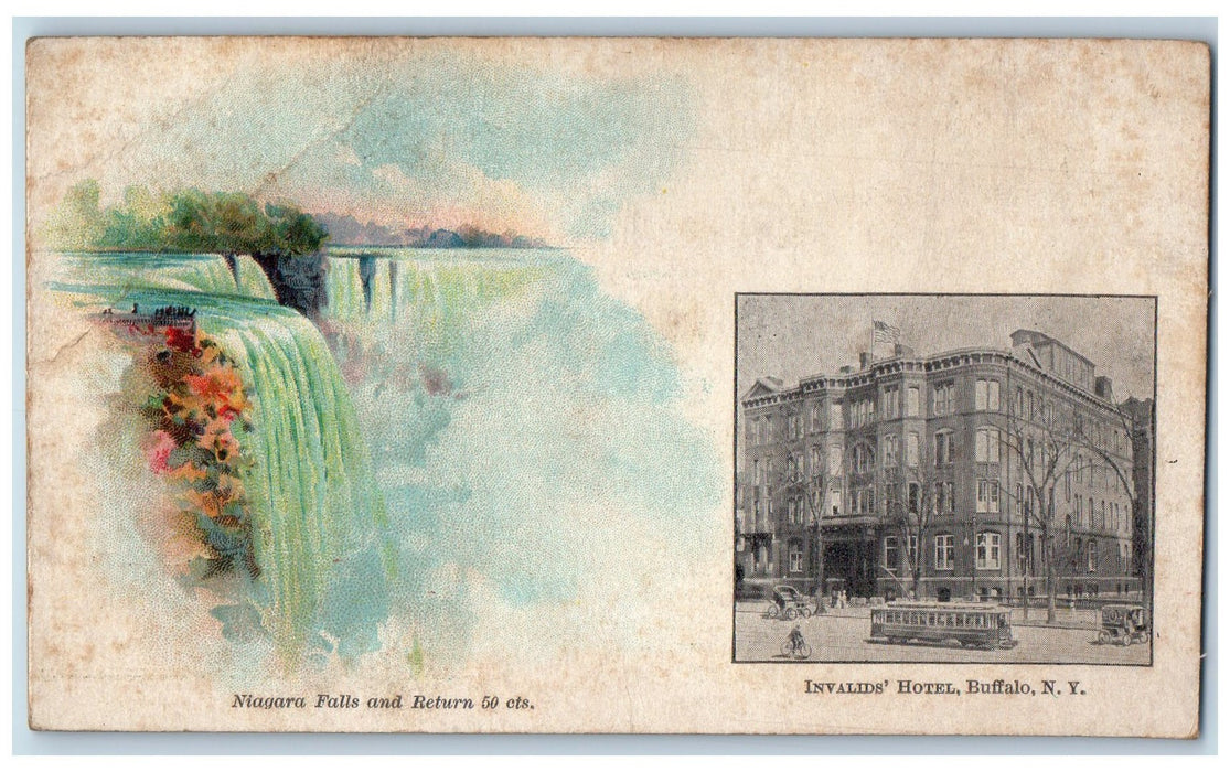 c1910's Invalid's Hotel Exterior Roadside Buffalo New York NY Unposted Postcard