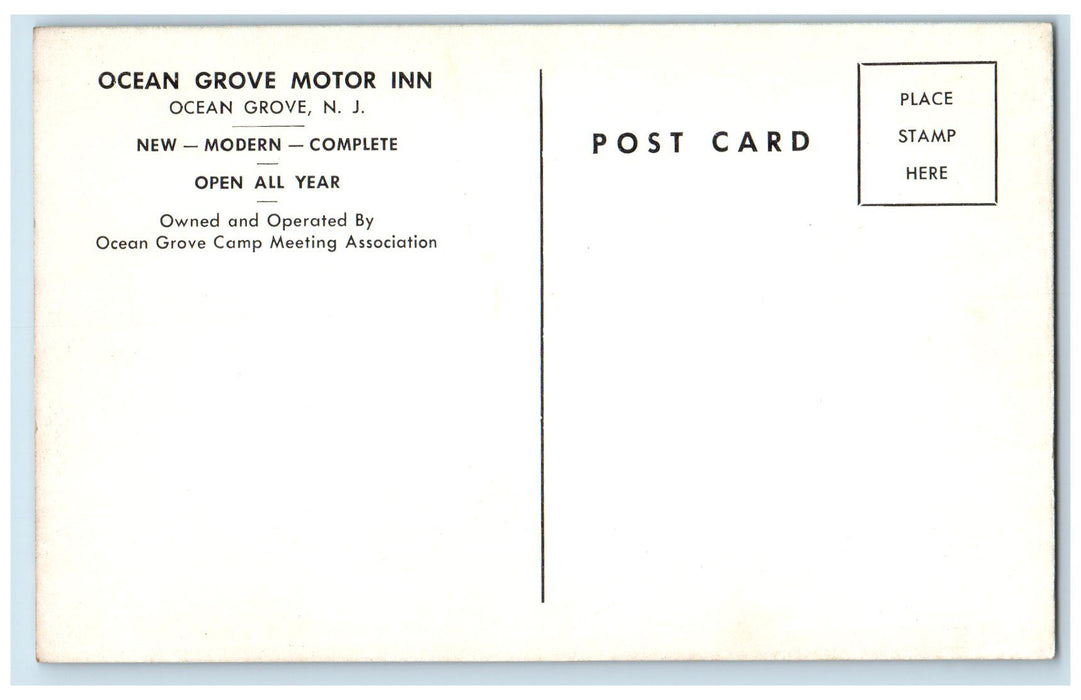 c1950 Ocean Grove Motor Inn View Restaurant Ocean Grove New Jersey NJ Postcard