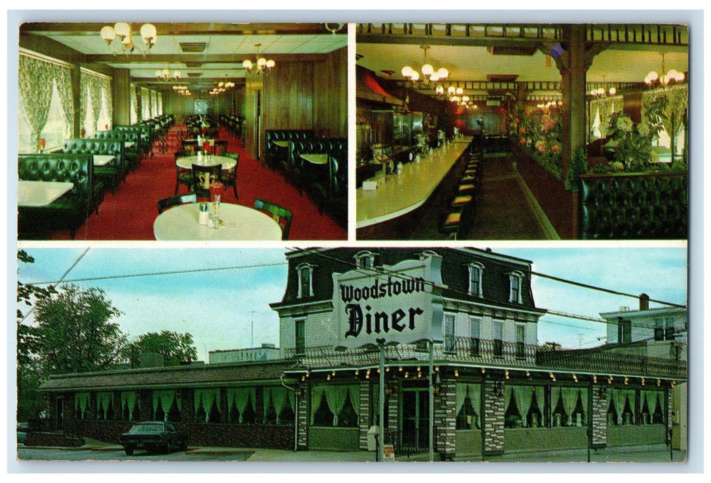 c1950 Woodstown Diner Restaurant Composite View Woodstown New Jersey NJ Postcard