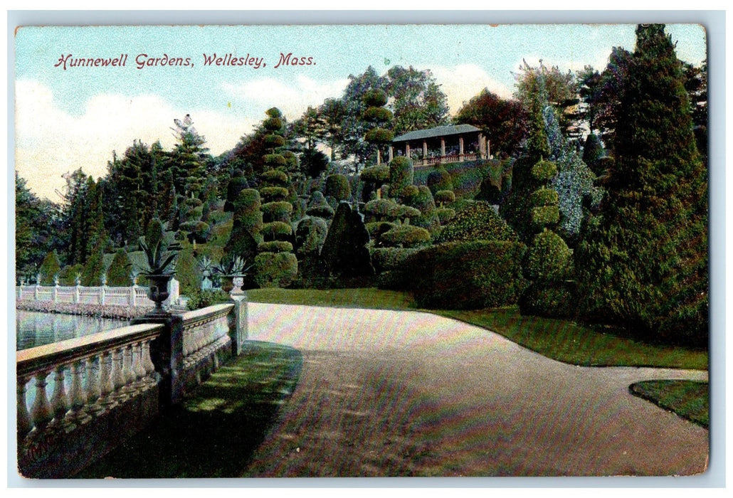 c1950 Hunnewell Gardens View Pond Dirt Path Wellesley Massachusetts MA Postcard