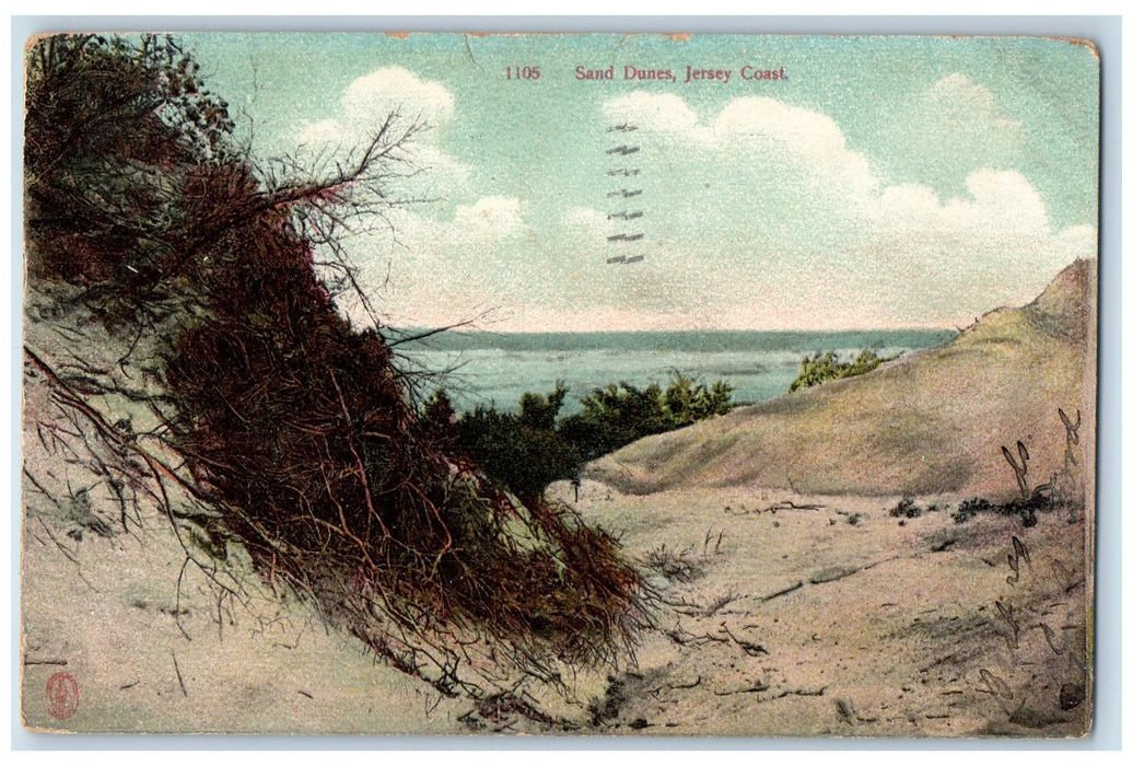 1907 Sand Dunes Sea Scene Jersey Coast New Jersey NJ Posted Vintage Postcard
