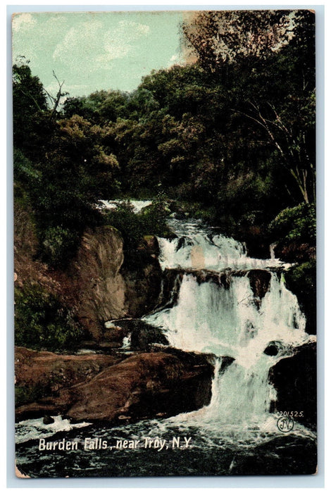 1909 Burden Falls View Stony Flowing Water Forest Near Troy New York NY Postcard