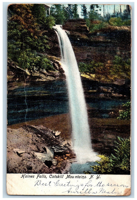 1906 Haines Falls View High Fall Rocks Catskill Mountains New York NY Postcard