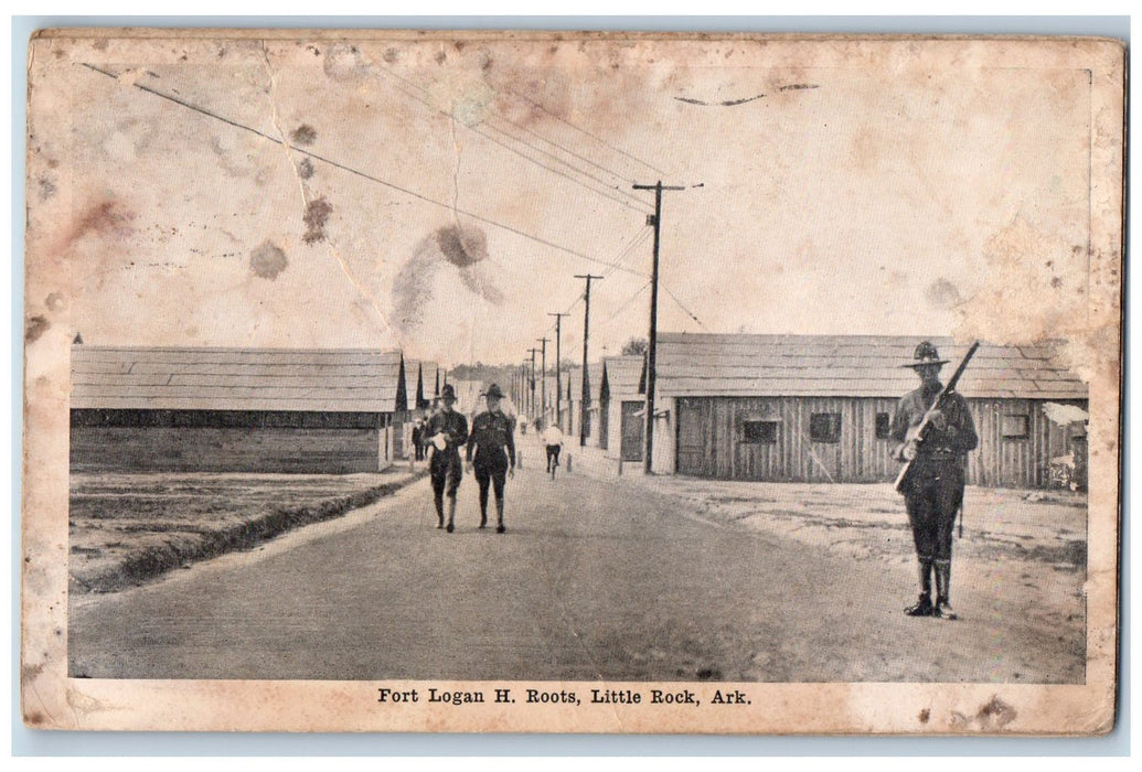 1918 Fort Logan H. Roots Scene Little Rock Arkansas AR Posted Soldiers Postcard