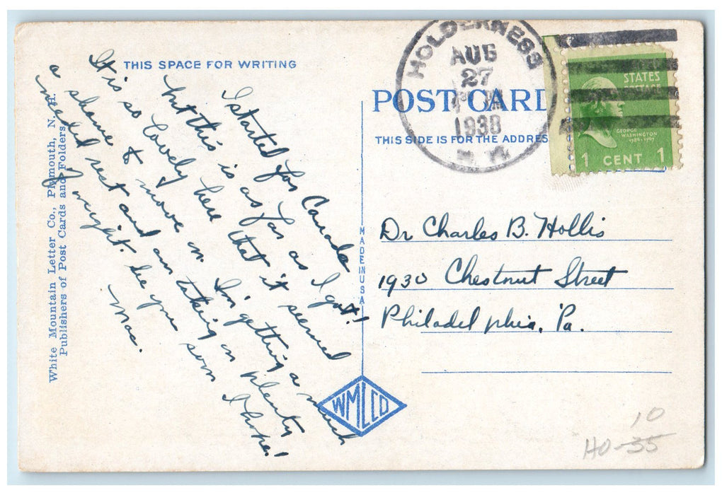 1938 Asquam Lake Speed Boat River Dirt Road Holderness New Hampshire NH Postcard