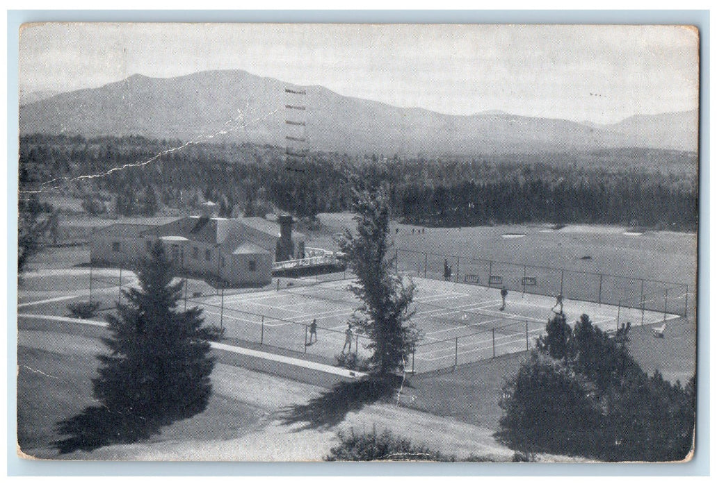 1948 Sports House Mountain View Playing Tennis Court Golf Whitefield NH Postcard
