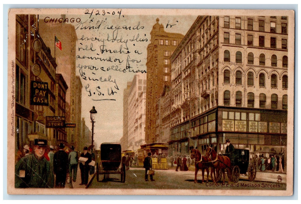 1904 Corner State And Madison Streets IL Unposted Private Mailing Card Postcard