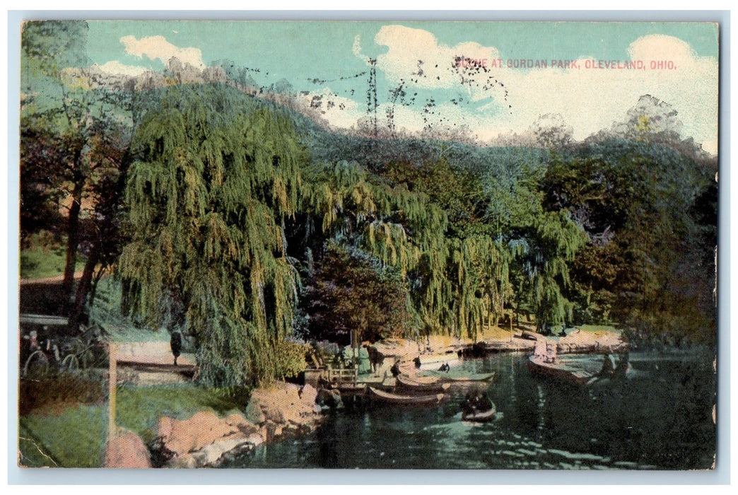 1914 Scene At Gordan Park Lake Boat Docking Tourist Cleveland Ohio OH  Postcard