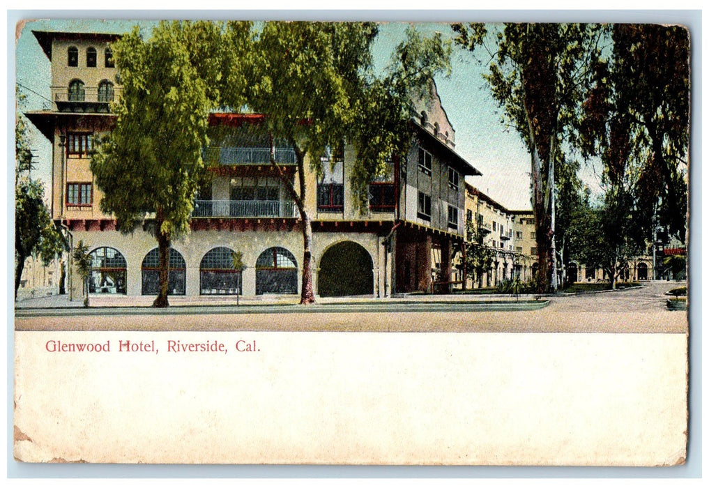 1908 Glenwood Hotel View Restaurant Roadside Riverside California CA Postcard