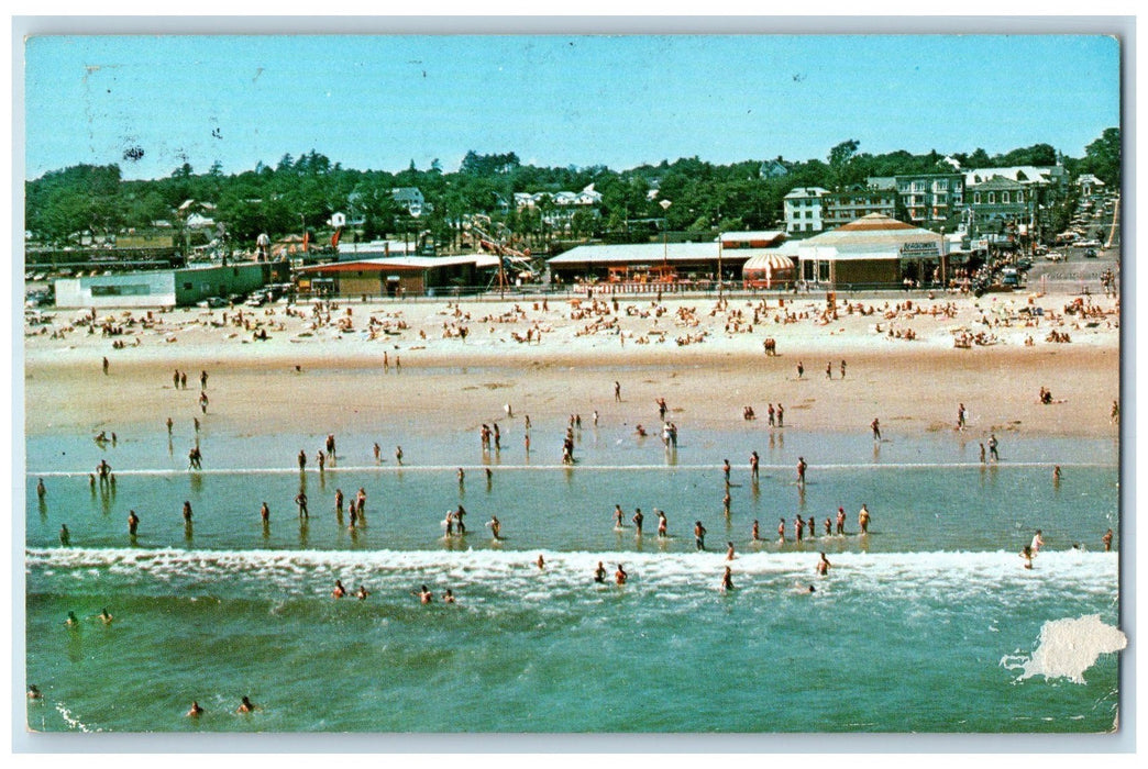 c1950 Heart Of Old Orchard Beach Sandy View Swimming Street Maine ME Postcard