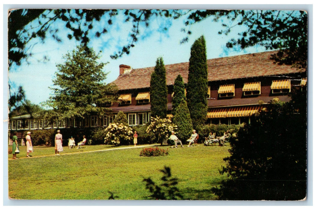 1955 The Lodge Restaurant Ground Group Morning Bible Chesapeake MD Postcard