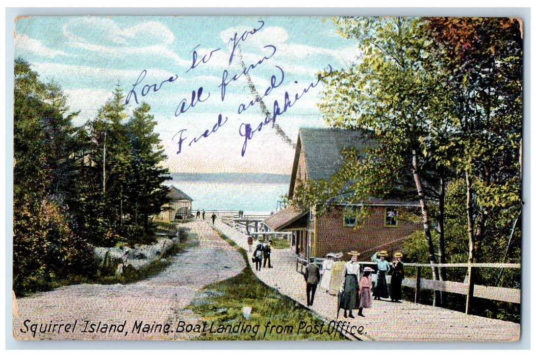 1910 Boat Landing From Post Office View Squirrel Island Maine ME Posted Postcard