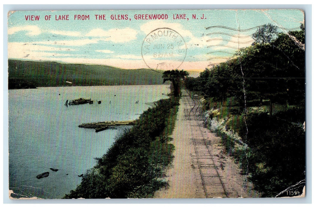 1908 View Of Lake From The Glens Greenwood Lake New Jersey NJ Posted Postcard