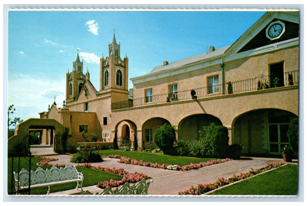 c1950 San Felipe De Neri Church Watch Old Albuquerque New Mexico NM Postcard