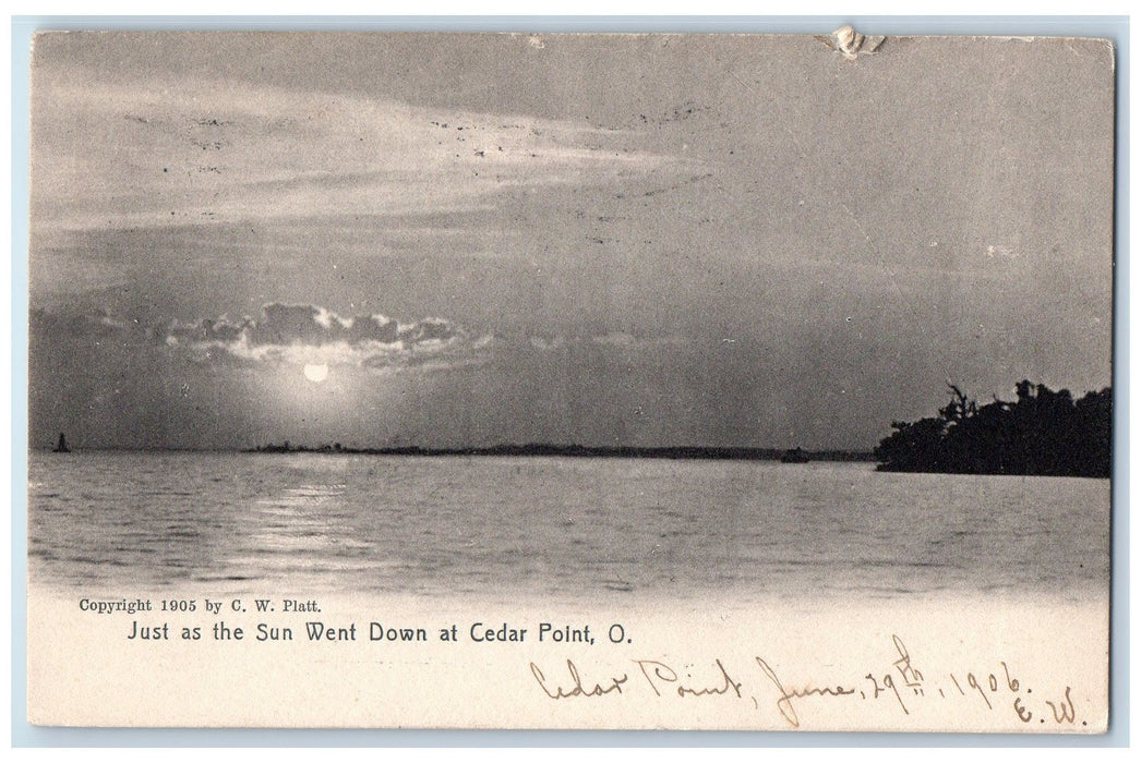 1906 Just As The Sun Went Down At Cedar Point Sandusky Ohio OH Posted Postcard