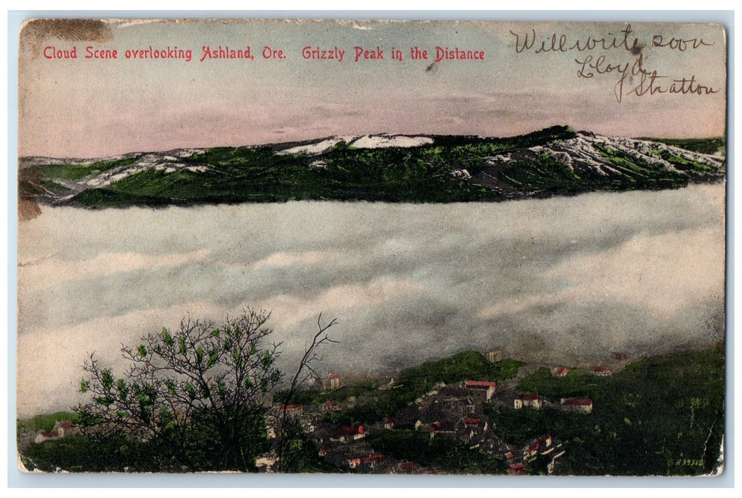 1906 Cloud Scene Overlooking Grizzly Peak Distance Ashland Oregon OR Postcard