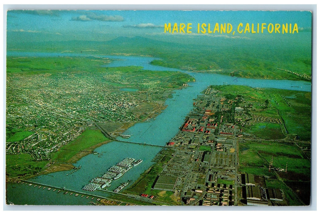 1975 Mare Island Navy Yard Vallejo Aerial Scenic View California CA Postcard