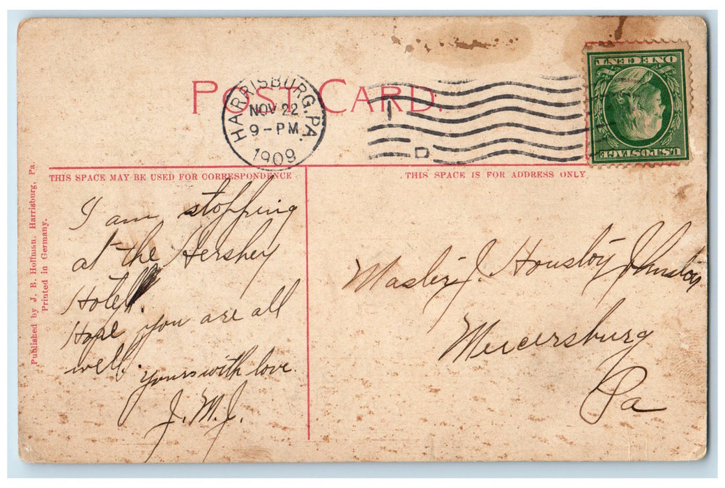 1909 One Of The Pets In Capital Park Harrisburg Pennsylvania PA Posted Postcard