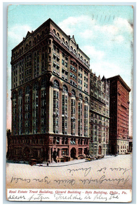 1909 Real Estate Trust Bldg Girard Bldg Betz Bldg Scene Philadelphia PA Postcard
