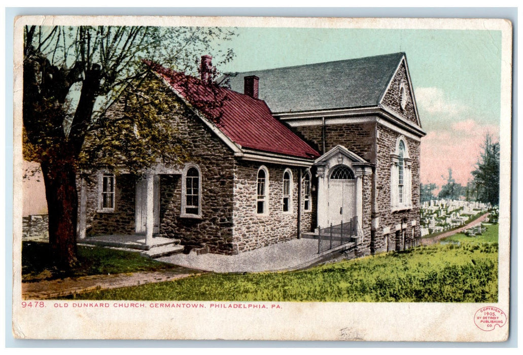 1909 Old Dunkard Church Germantown Philadelphia PA Posted Vintage Postcard