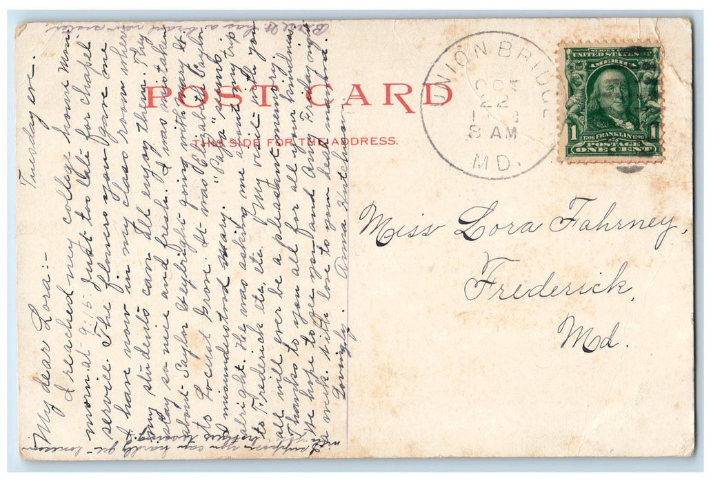 1909 Old Dunkard Church Germantown Philadelphia PA Posted Vintage Postcard