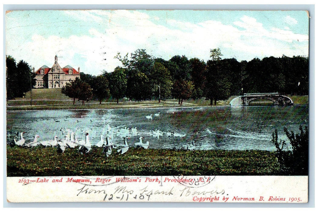 1909 Lake And Museum Roger Williams Park Providence RI Posted Vintage Postcard